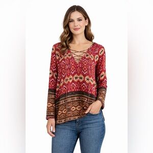 New Directions Pink and Brown Graphic Sweater